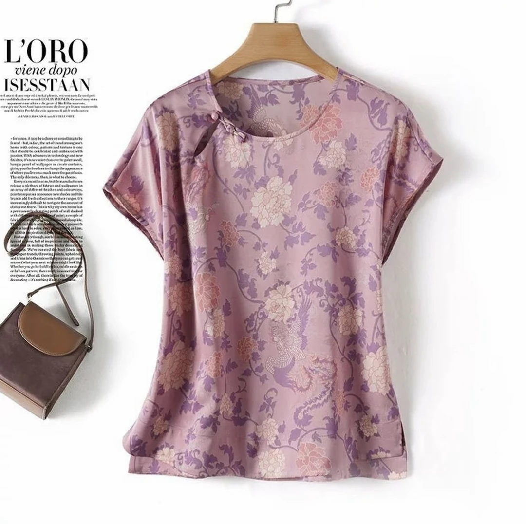 紫凰女士高端真丝T恤