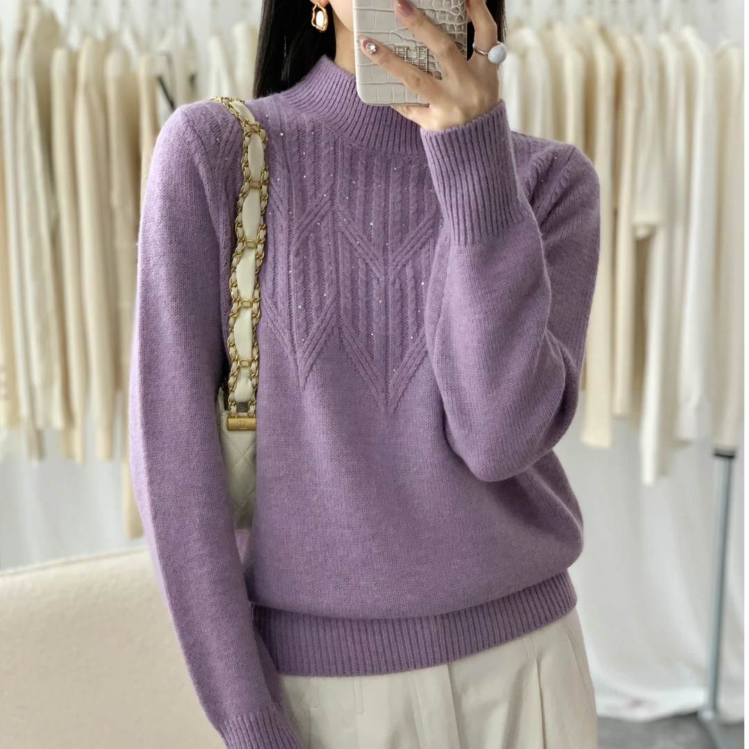 【芊荨精选】2024秋冬新款时尚百搭减龄半麻花气质针织衫S394#