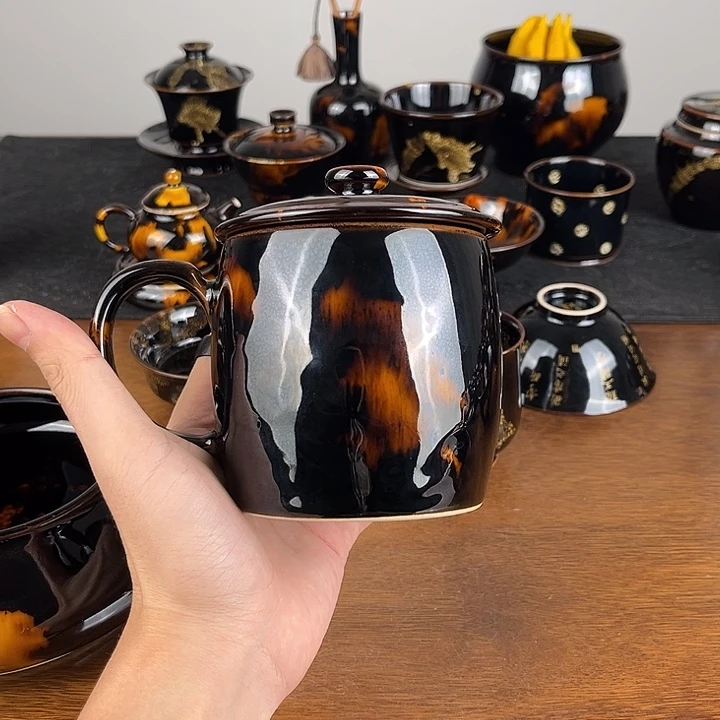 杯玳瑁釉办公把杯