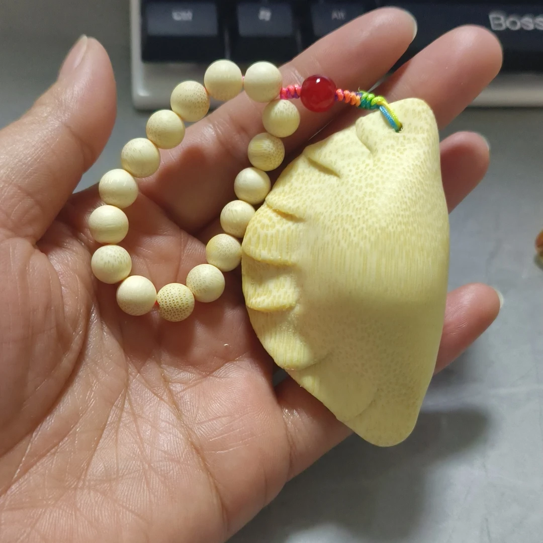 实心竹手把件竹雕刻   饺子  团圆 招米进米  下单即送保养油