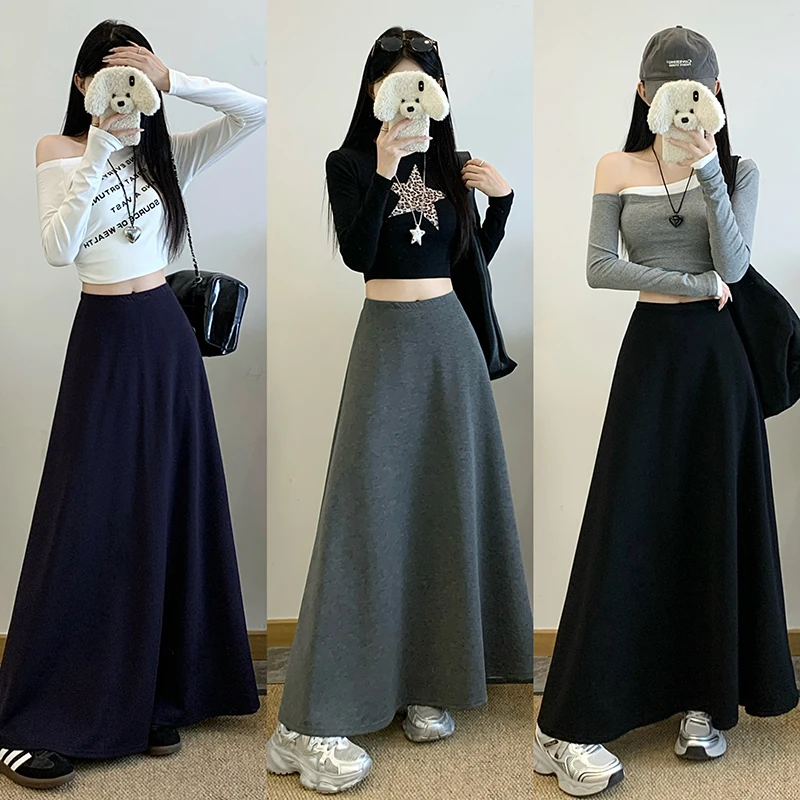 2025秋装新款胖mm大码女休闲显瘦软糯a字半身裙中长裙36026