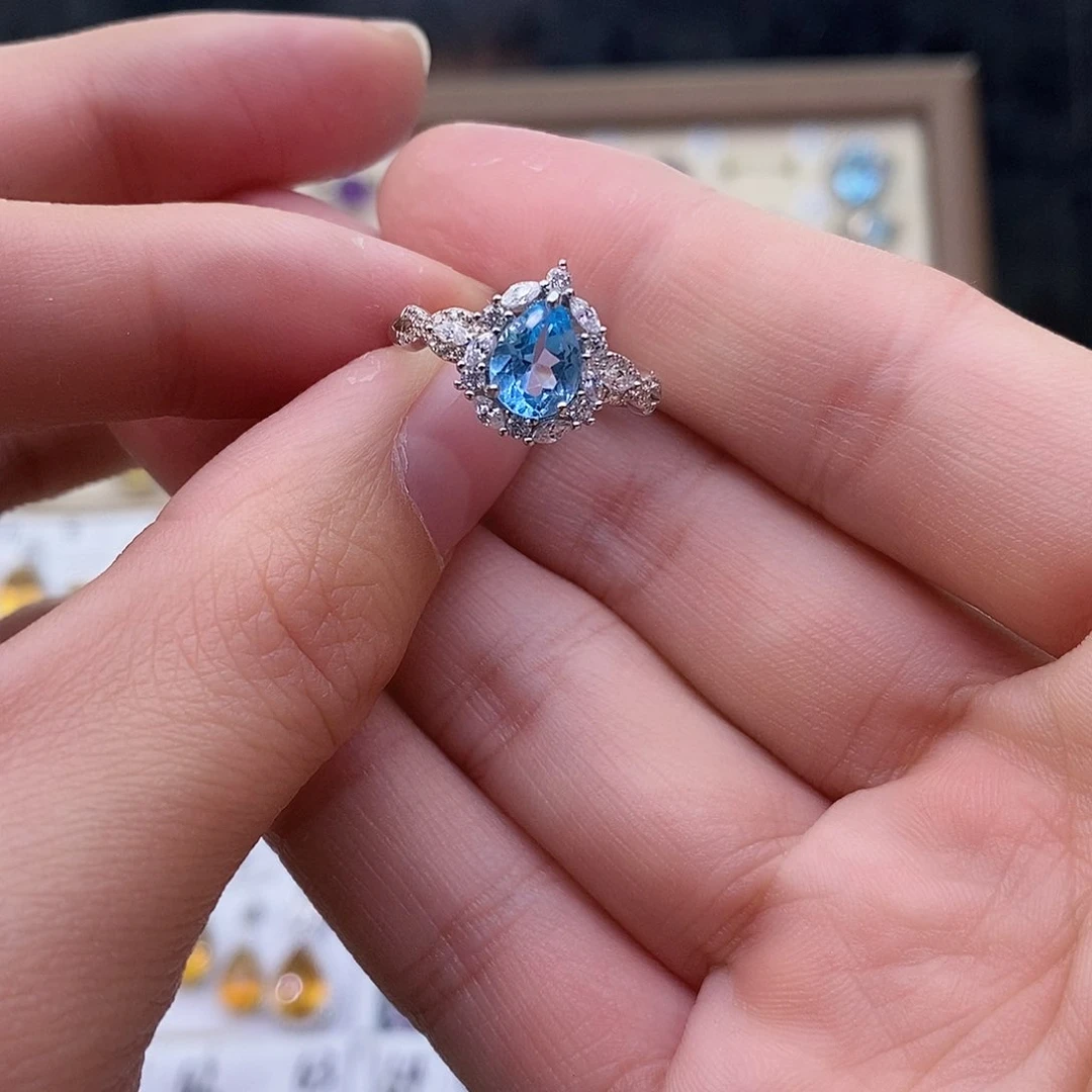 托帕石天然托帕石Q银S925镶嵌戈*