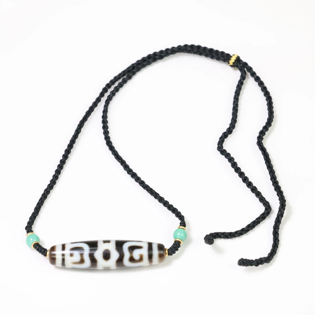 莲师法帽天珠玛瑙项链 锁骨链 男女同款主珠尺寸约51*13mm