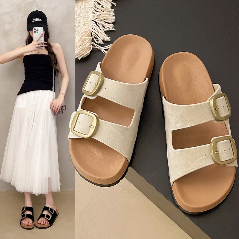 2025新款复古博肯搭扣厚底韩版勃肯拖鞋沙滩拖凉拖