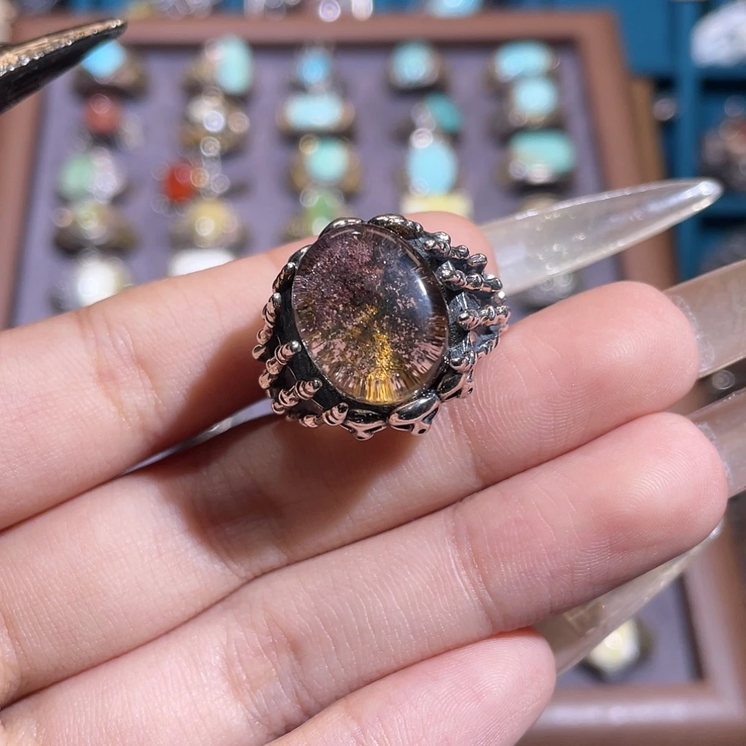 银S925镶嵌戒指烟晶