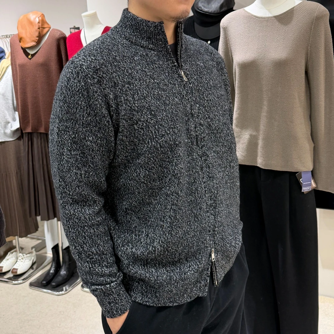 干洗-秋冬男女士双拉链加厚套头长袖纯绵羊毛全羊毛开衫716