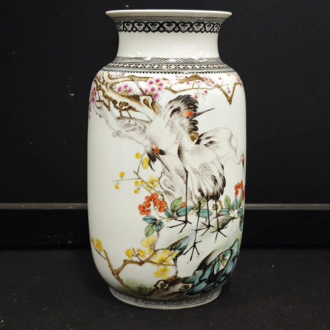 民国 粉彩松鹤诗文冬瓜瓶YH-0057