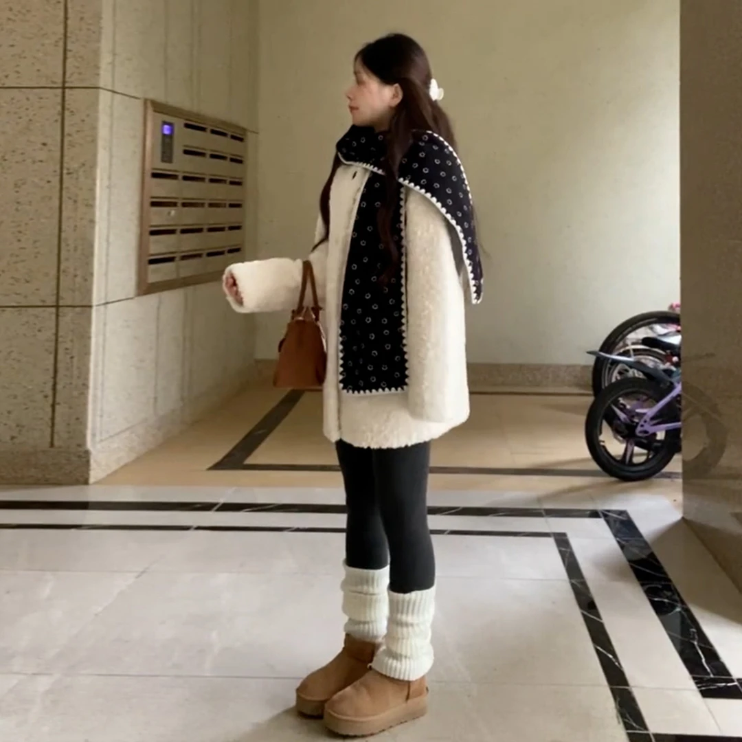 韩系宽松白色摇粒绒厚外套女秋冬季2025新款巨好看羊羔绒毛毛大衣