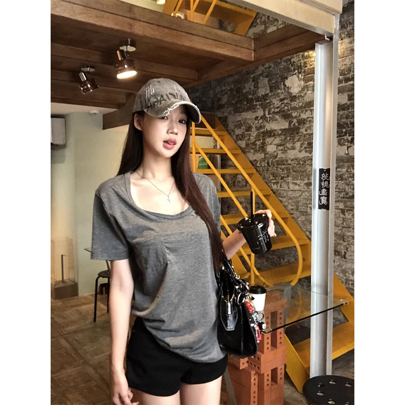 【HRG】T恤 时尚百搭通勤显瘦圆领T恤252C1511