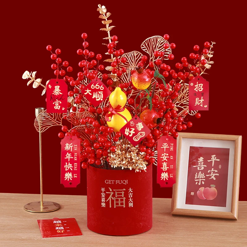 金葫芦福桶装饰品搬家家居客厅新家布置过年如中式装饰花福桶高档