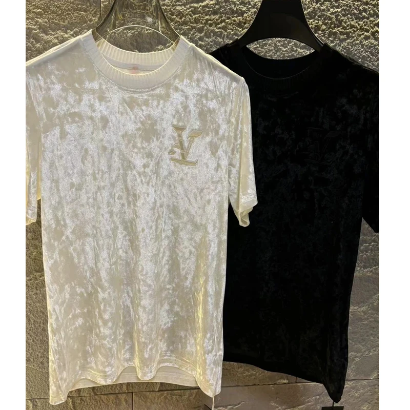 2025新款欧洲站潮牌休闲字母短袖刺绣圆领男士春夏帅气百搭半袖T