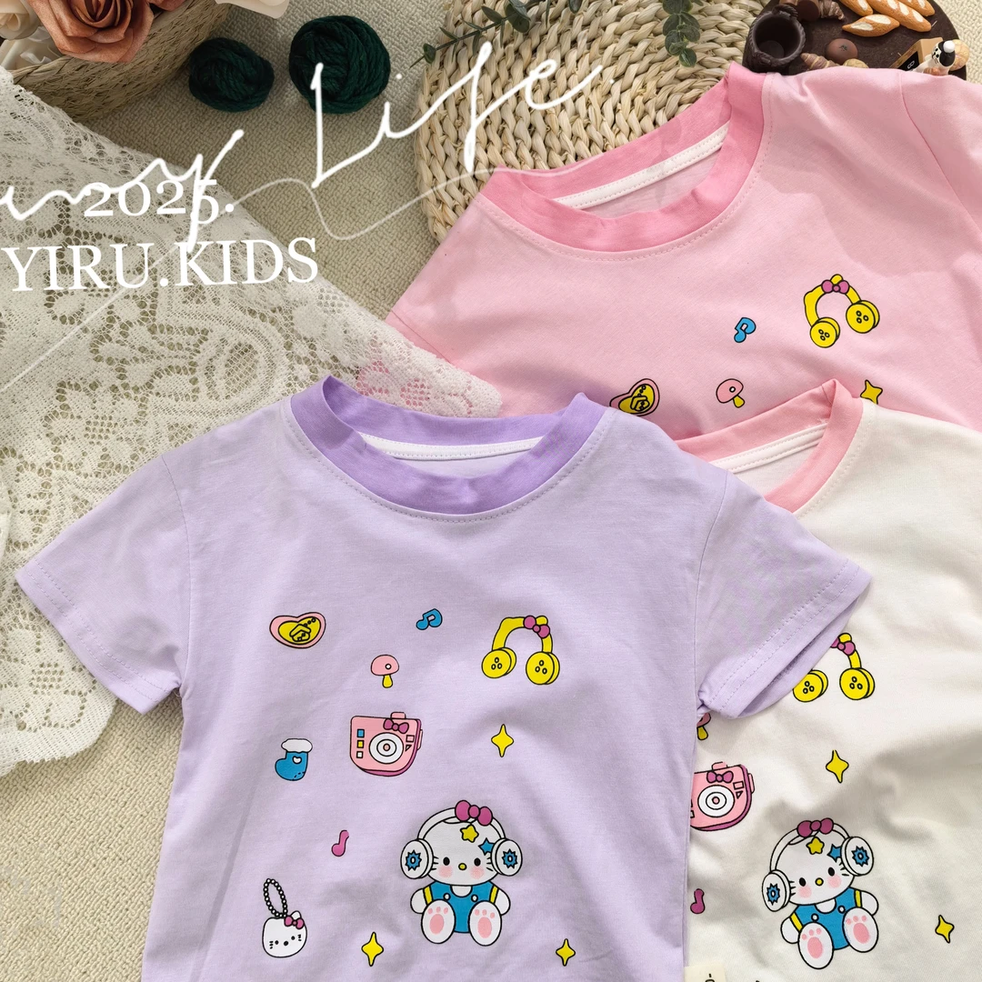 爱莎公主*2025夏季新款可爱甜美风3D印花女童T恤w01