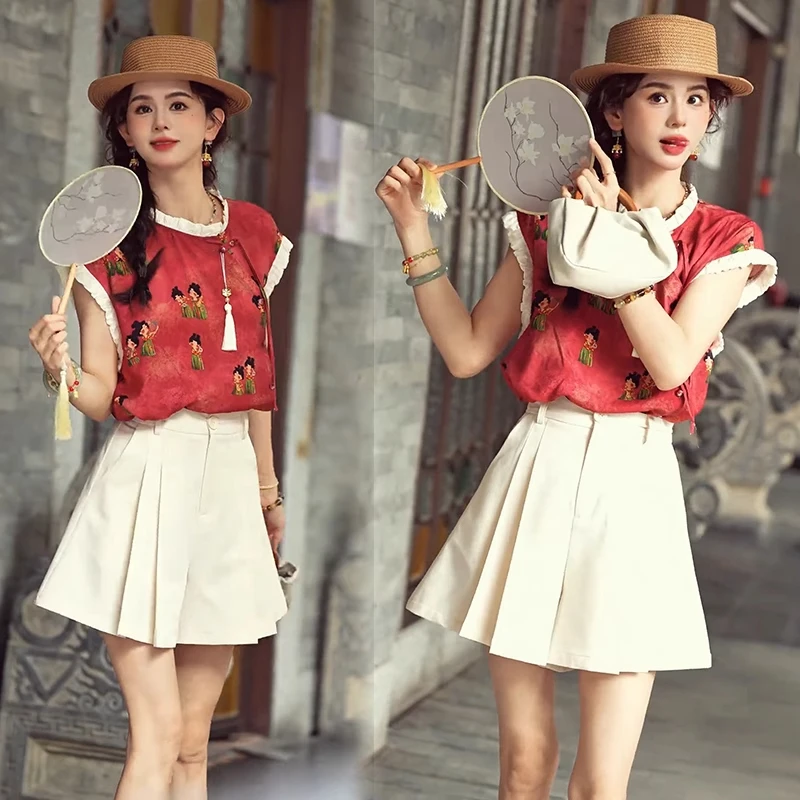 今年流行新中式国风2025夏季新款款设计感盘扣女士夏季新款套装