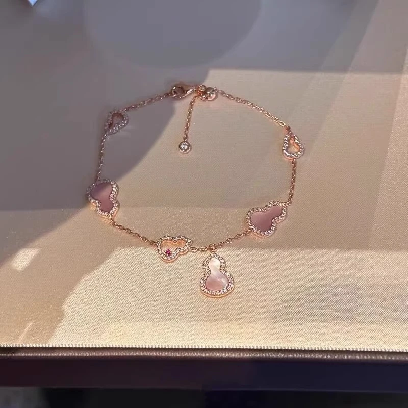铜合金手链 香槟玫瑰金粉色葫芦手链女款2025年新款轻奢小众精致