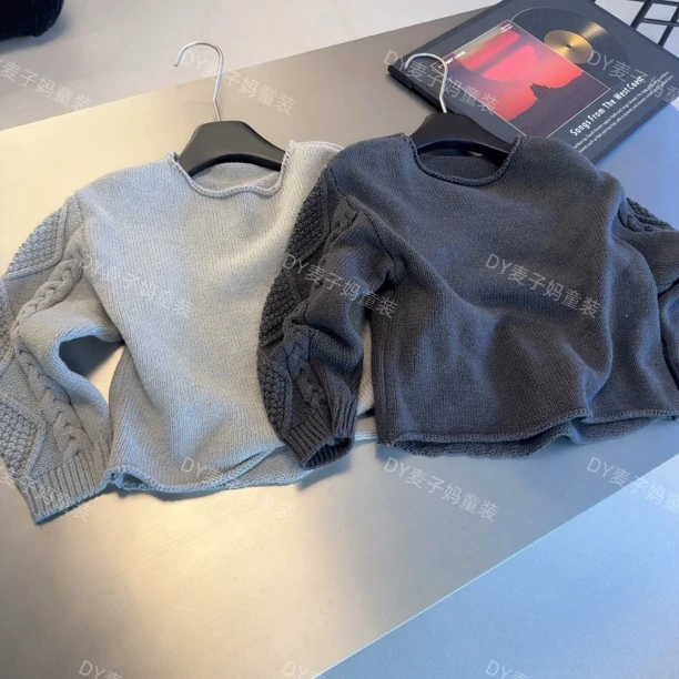 现货NZ.儿童秋冬韩系麻花针织圆领毛衣3112