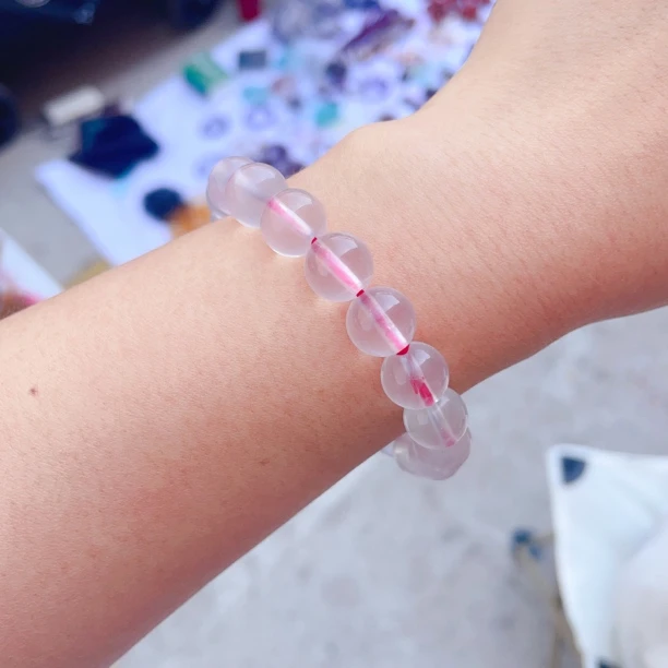 天然粉晶手链10mm 晶体干净 冰种马粉节日礼物女款时尚