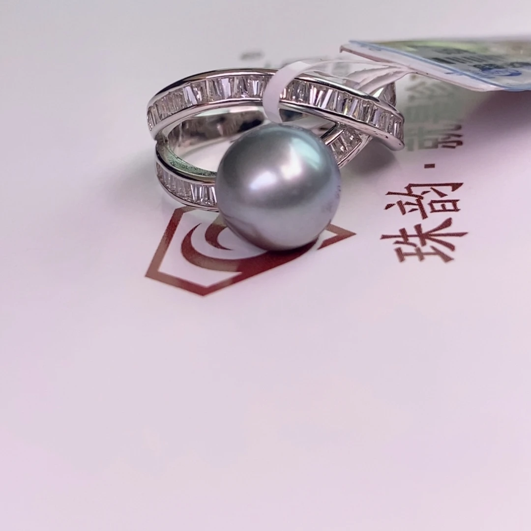 银S925镶嵌戒指海水珍珠