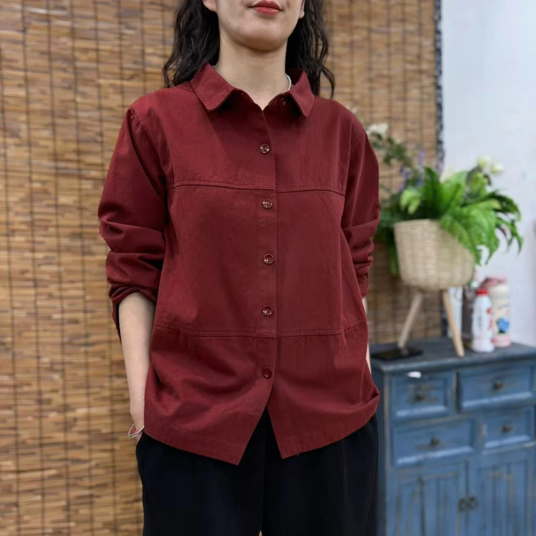 8720新款春季文艺休闲简约百搭显瘦纯色衬衫