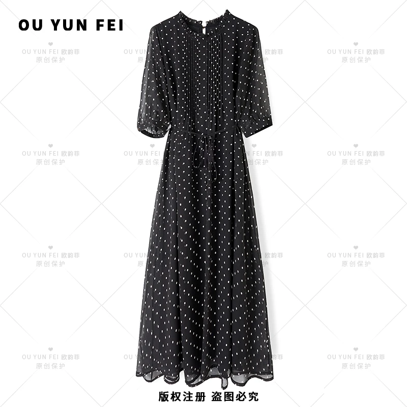 【法式波点】连衣裙女新款气质显瘦穿搭时尚洋气印花长裙AP1080