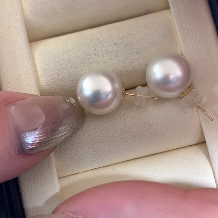 18K金镶嵌耳饰海水珍珠