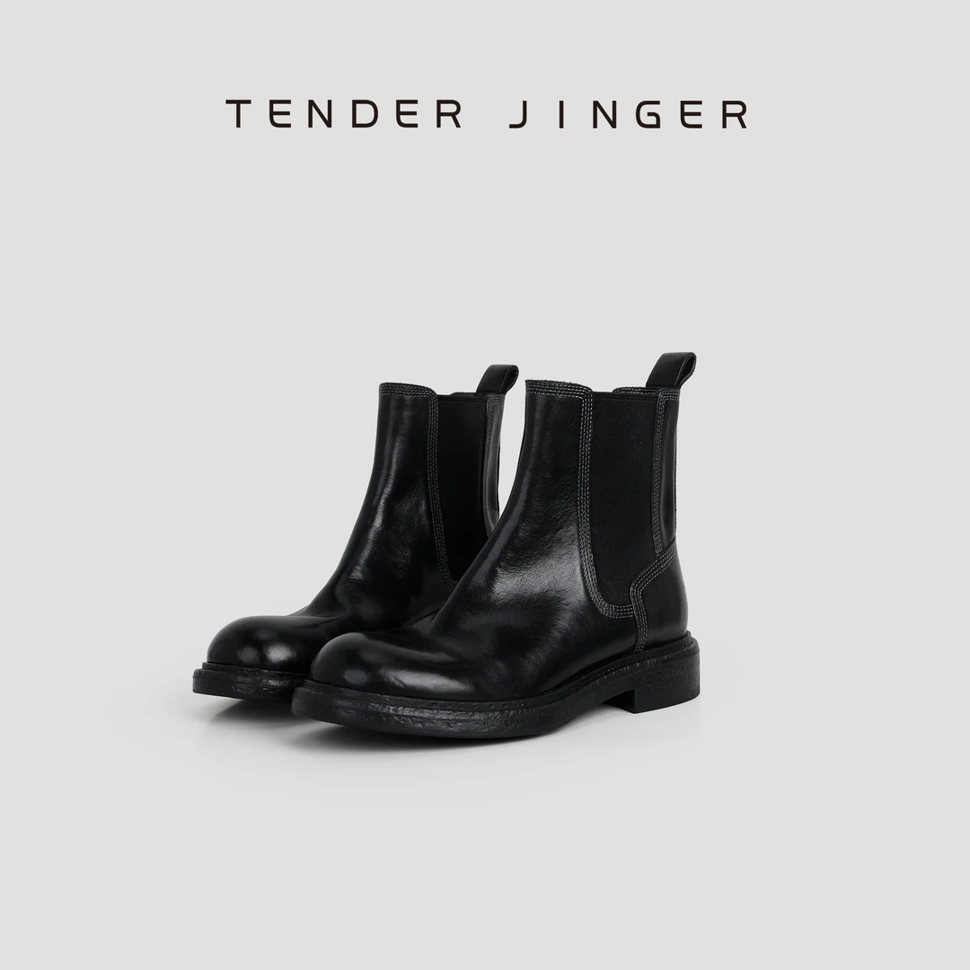 Tender Jinger一脚蹬水洗复古切尔西短靴M250713