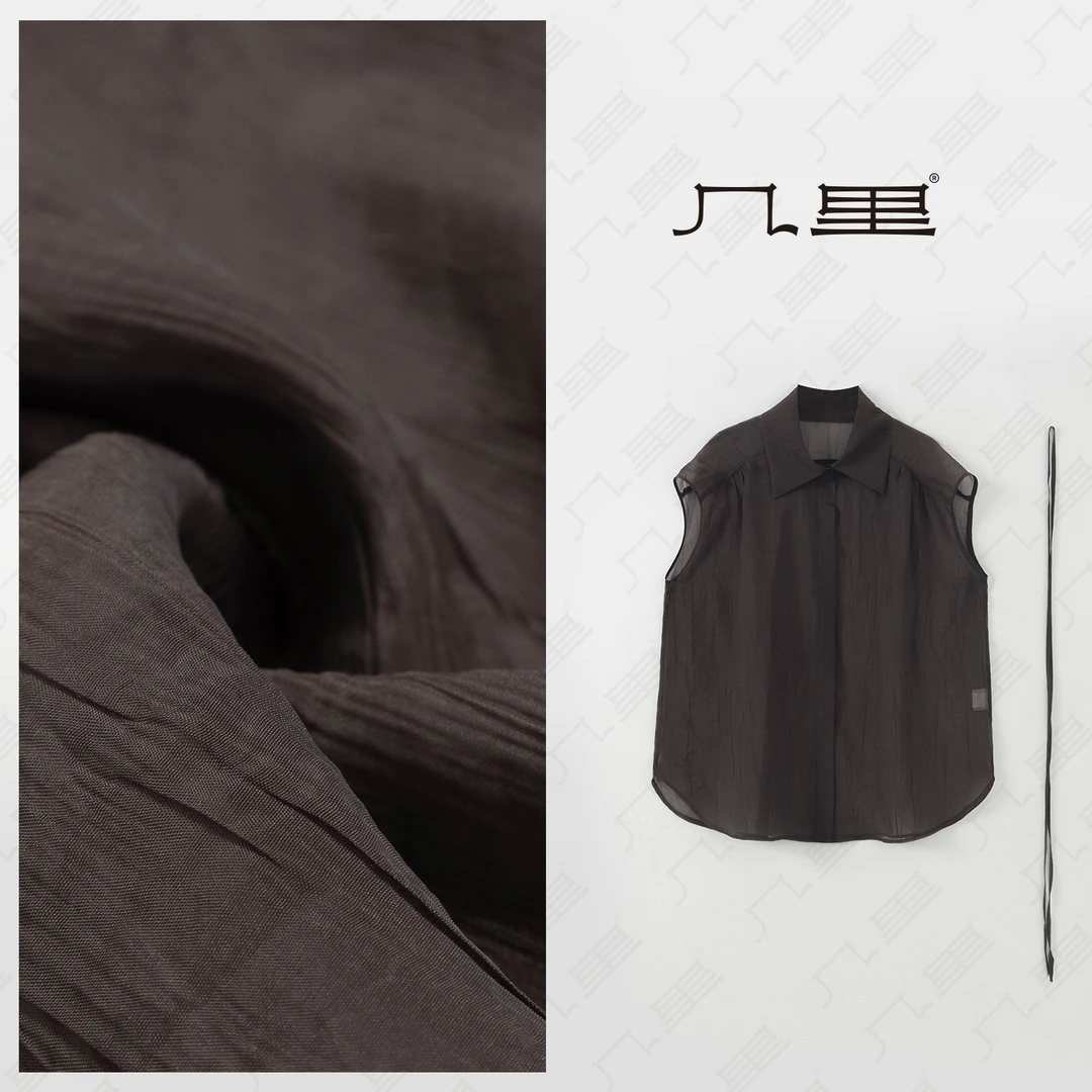 几里与麻 【午逅】气质设计轻薄无袖衬衫 衣长71 胸围140 2032185