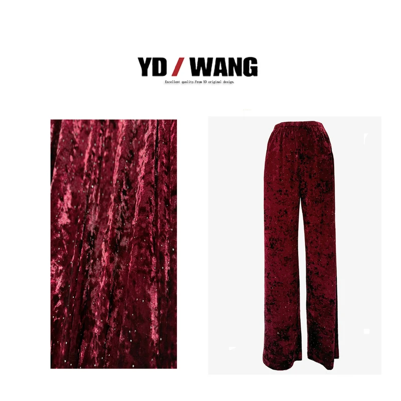 【YD精选】安可拉红满钻直筒阔腿裤   阔腿百搭显瘦女洋气休闲