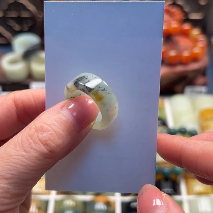 蛇纹石玉戒指未镶嵌16号17.5内径