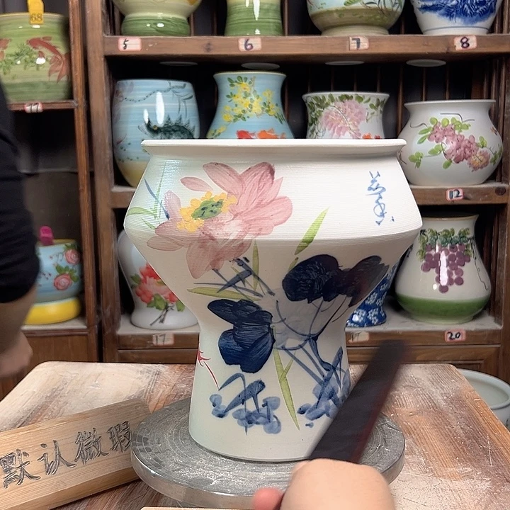 陶高脚荷花新款陶瓷陶瓷陶瓷