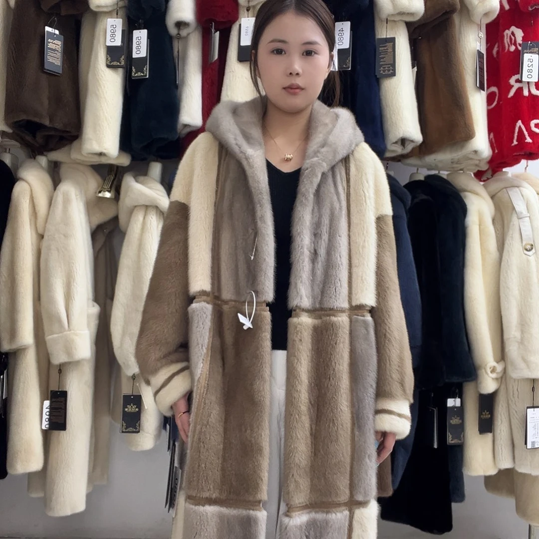 撞色大衣110长120胸围