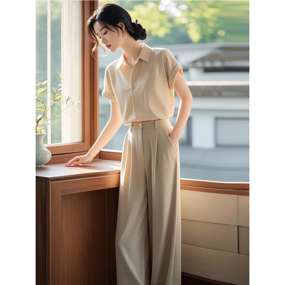 2025新款冷淡系高级感干练气质时尚职业衬衫裤子两件套装