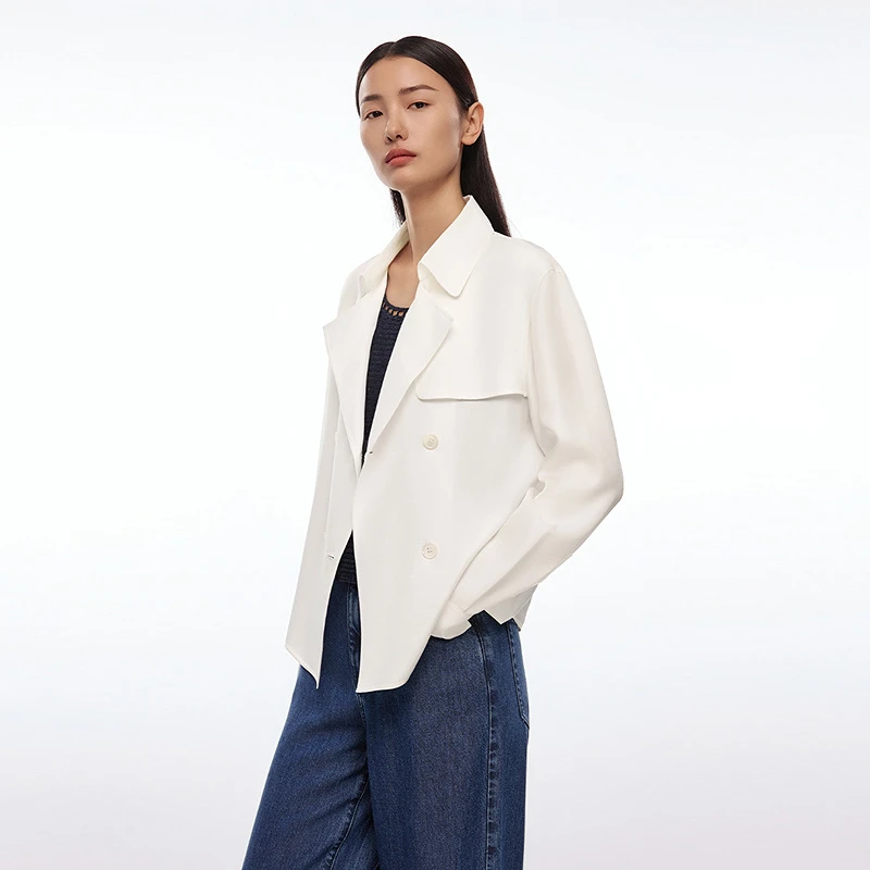 LANCY/朗姿【商场同款】25夏新款时尚松弛感白色短外套女气质桑