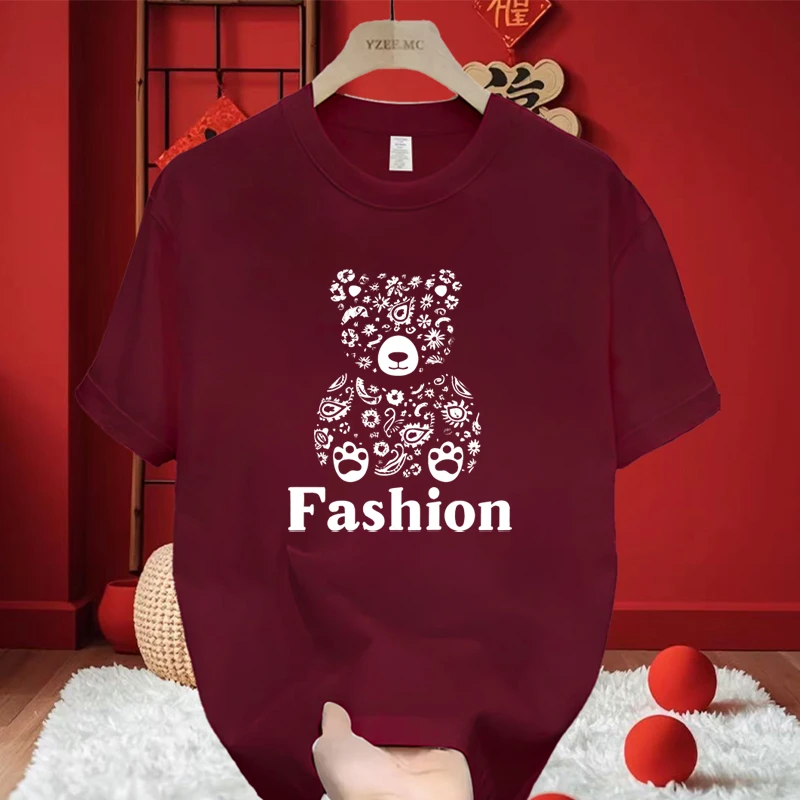 重磅纯棉男半袖体恤2025新潮流时尚圆领宽松百搭印花打底短袖T恤