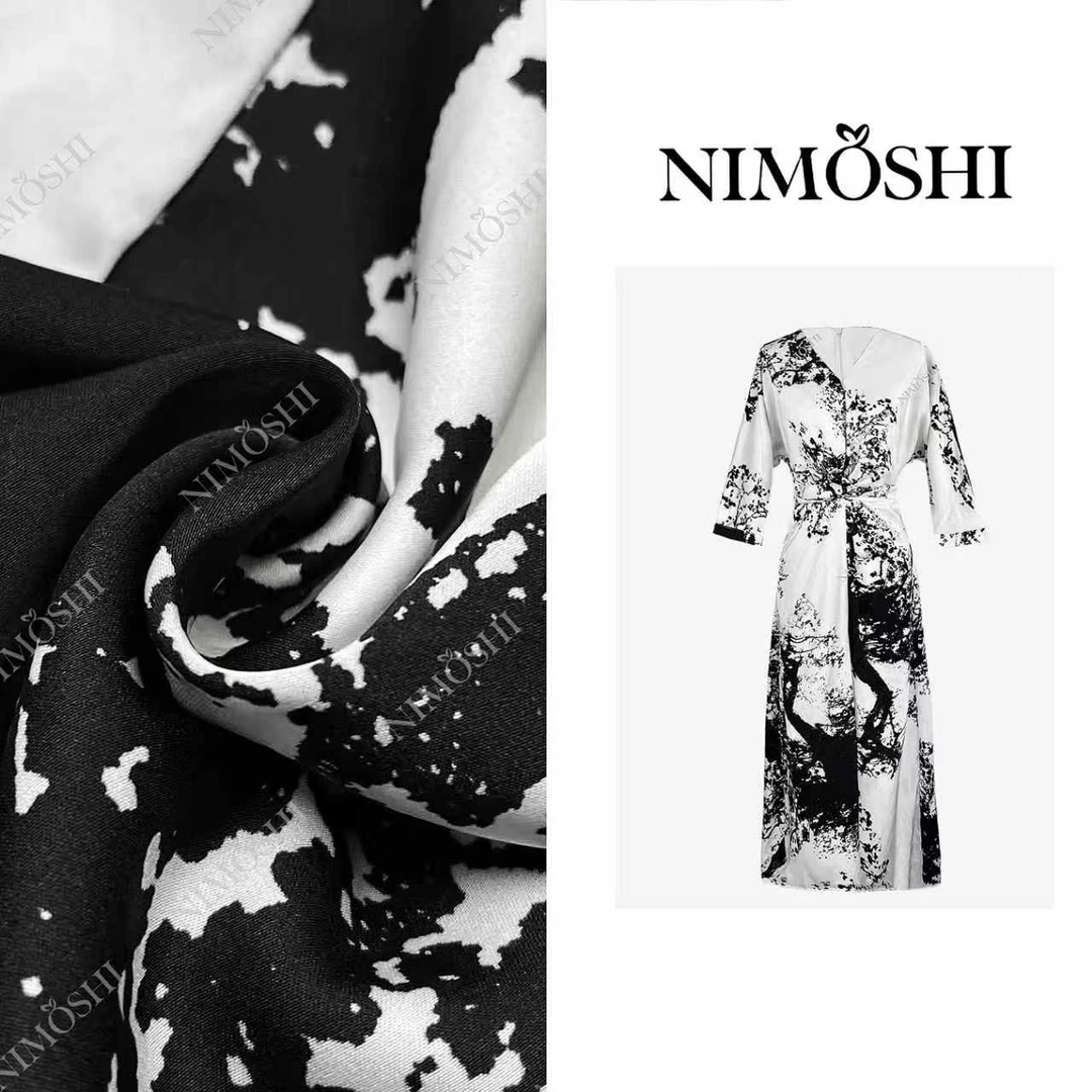 NIMOSHI【倩倩】早秋新款时尚高奢晕染设计气减龄显瘦连衣裙Q2334