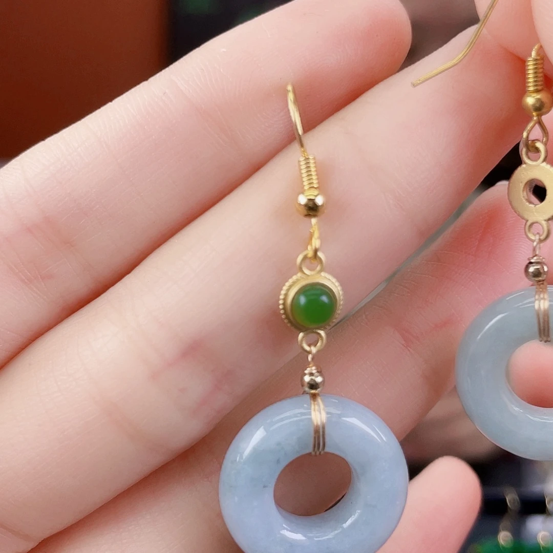 翡翠未镶嵌耳饰饰品