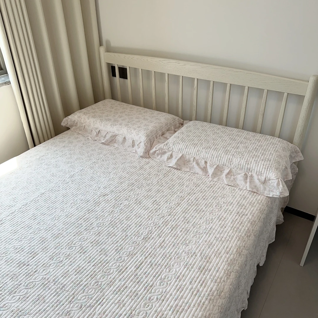 200*220床 大花边纯棉纱布床盖 平整不滑床 四季可用