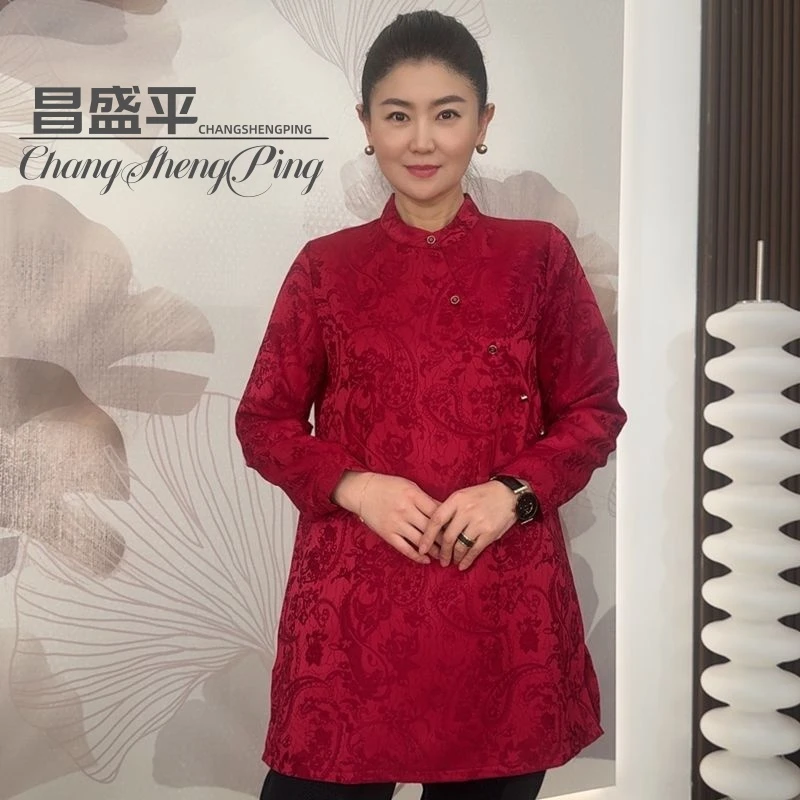 A2531【轻奢中式斜扣衫】新款女士国风气质圆领中长款秋冬美衫