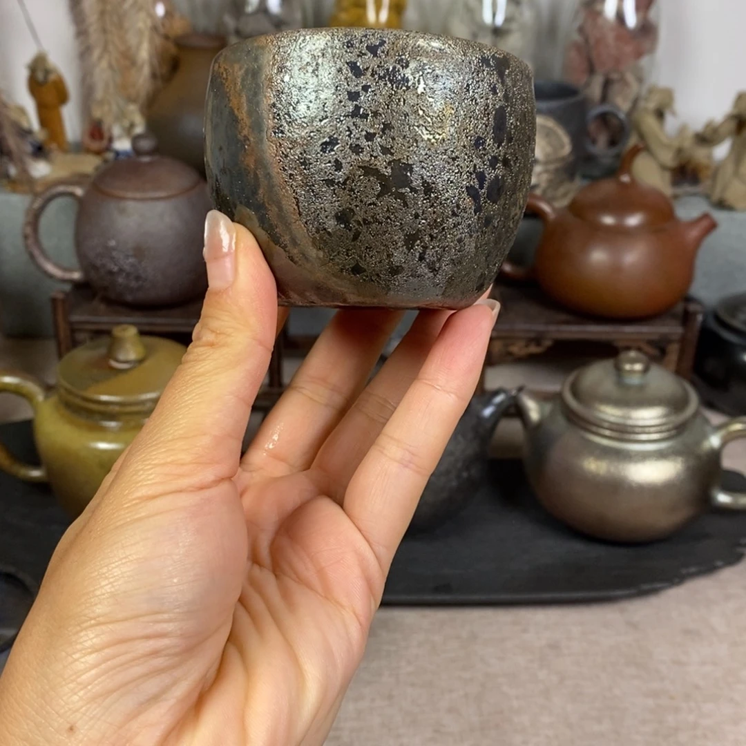 建水紫陶柴烧主人杯微瑕