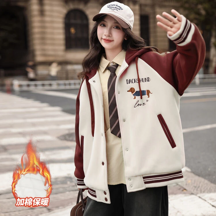 夹棉棉服男女儿童外套春秋冬装2025新款洋气儿童休闲棒球连帽上衣