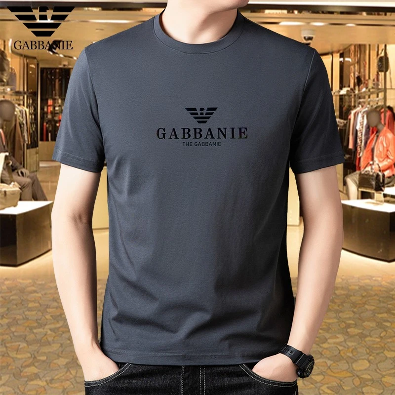 印花短袖男士2025夏季新款白T恤时尚圆领修身纯色打底衫薄款半袖