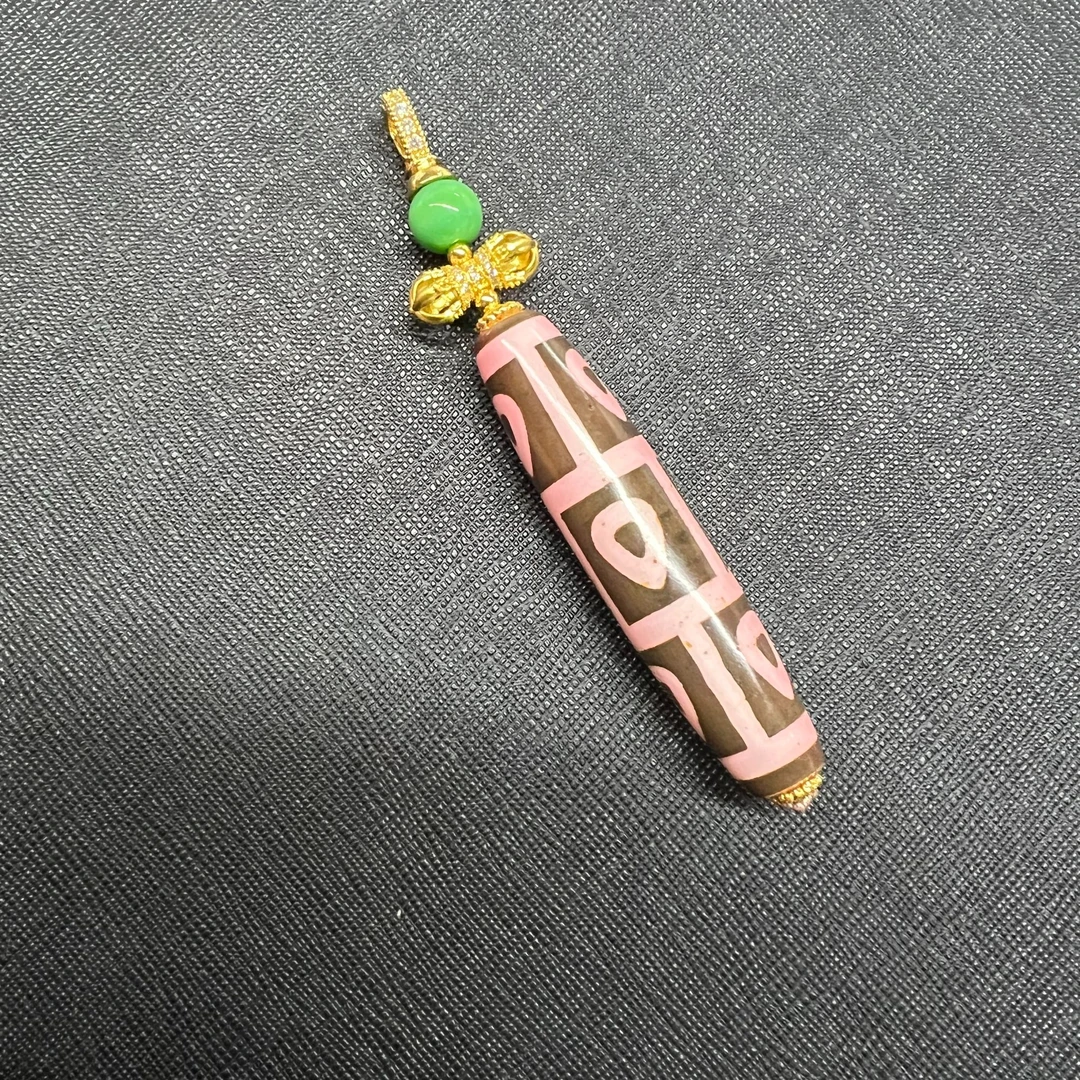 粉雪域佛心九眼天珠吊坠设计款/多样性发其一  TZDZSJ412-P