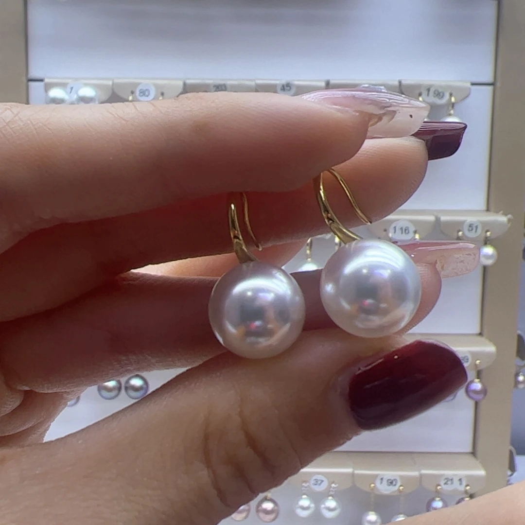 淡水珍珠耳饰18K金镶嵌