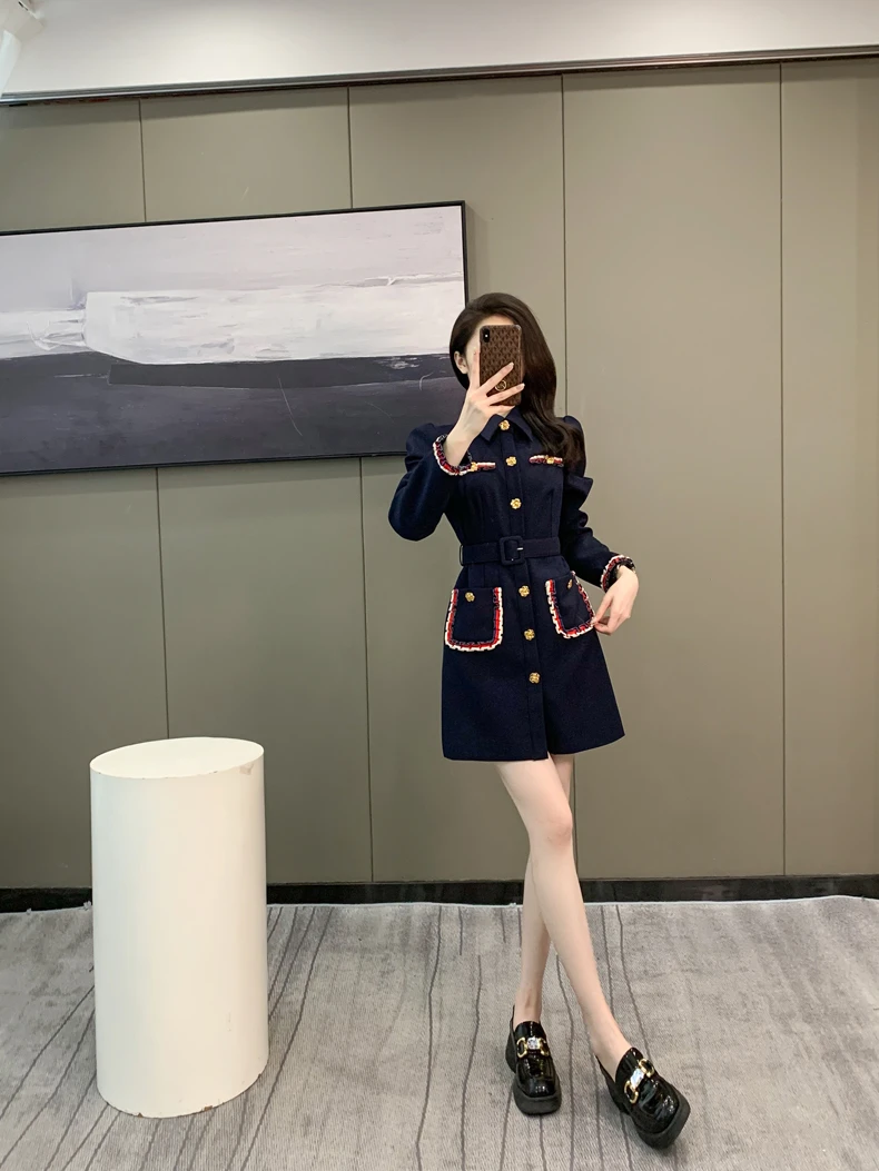 财阀千金小香风复古小众连衣裙女秋季新款高级感气质别致裙子收腰