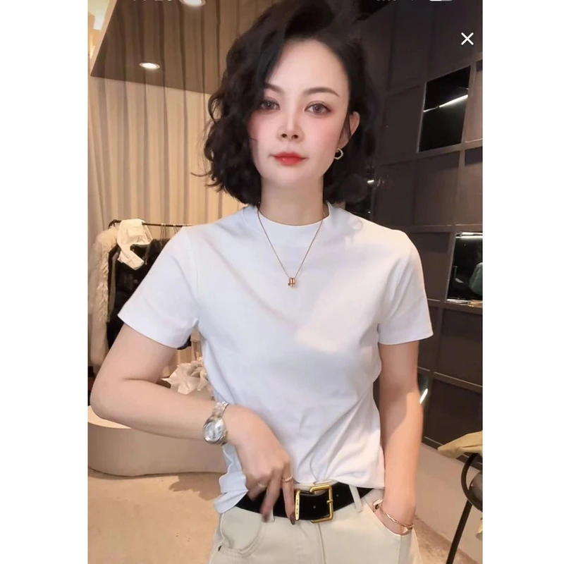 不起球不褪色早春款纯棉女时尚百搭洋气短袖简辣妹紧身起球T恤