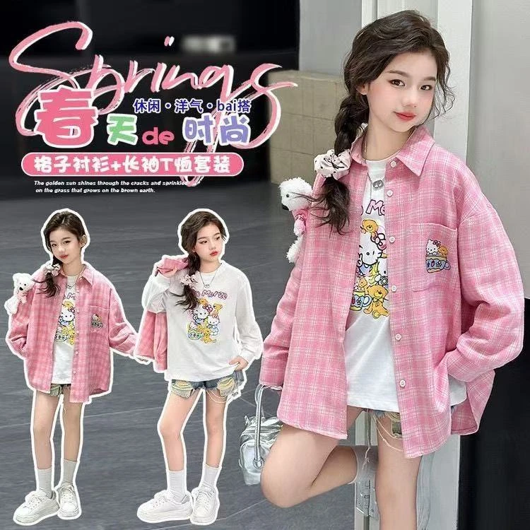 女童衬衫春装2025新款洋气儿童春秋外穿上衣女孩网红炸街春季外套