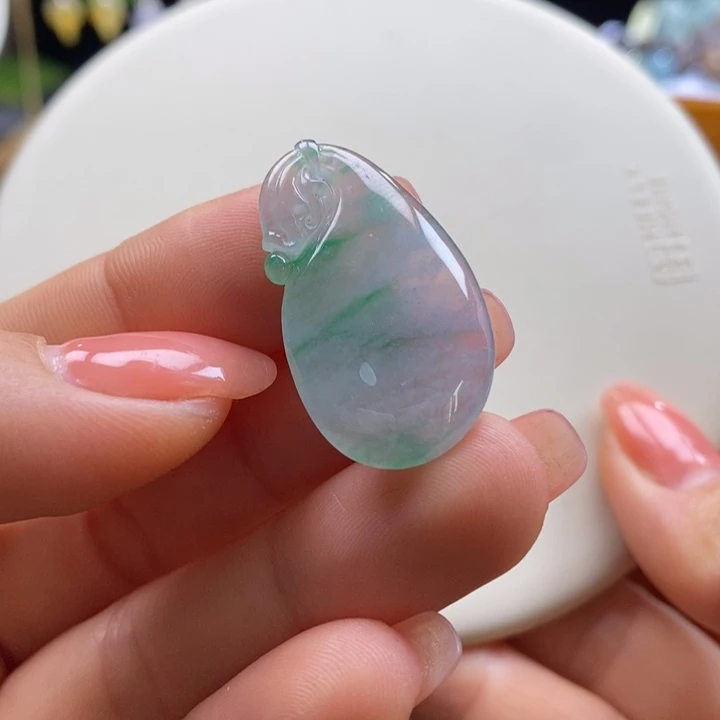 翡翠吊坠(不含链)未镶嵌翡翠春彩福瓜