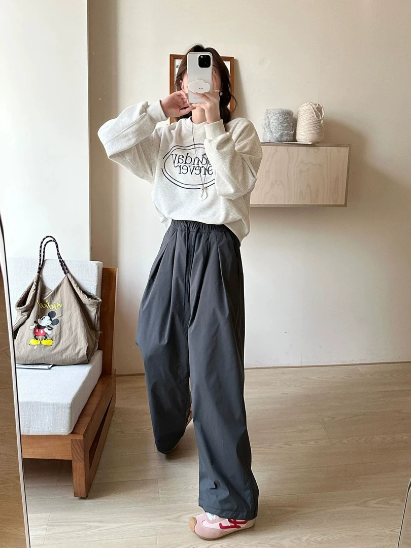 2025秋冬蜂巢绒软壳冲锋裤女防水防风高腰系带休闲两穿束脚阔腿裤