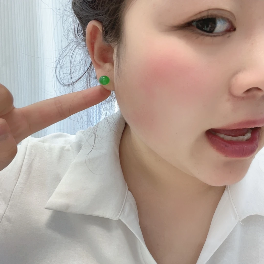 翡翠银S925镀金镶嵌耳饰耳钉14