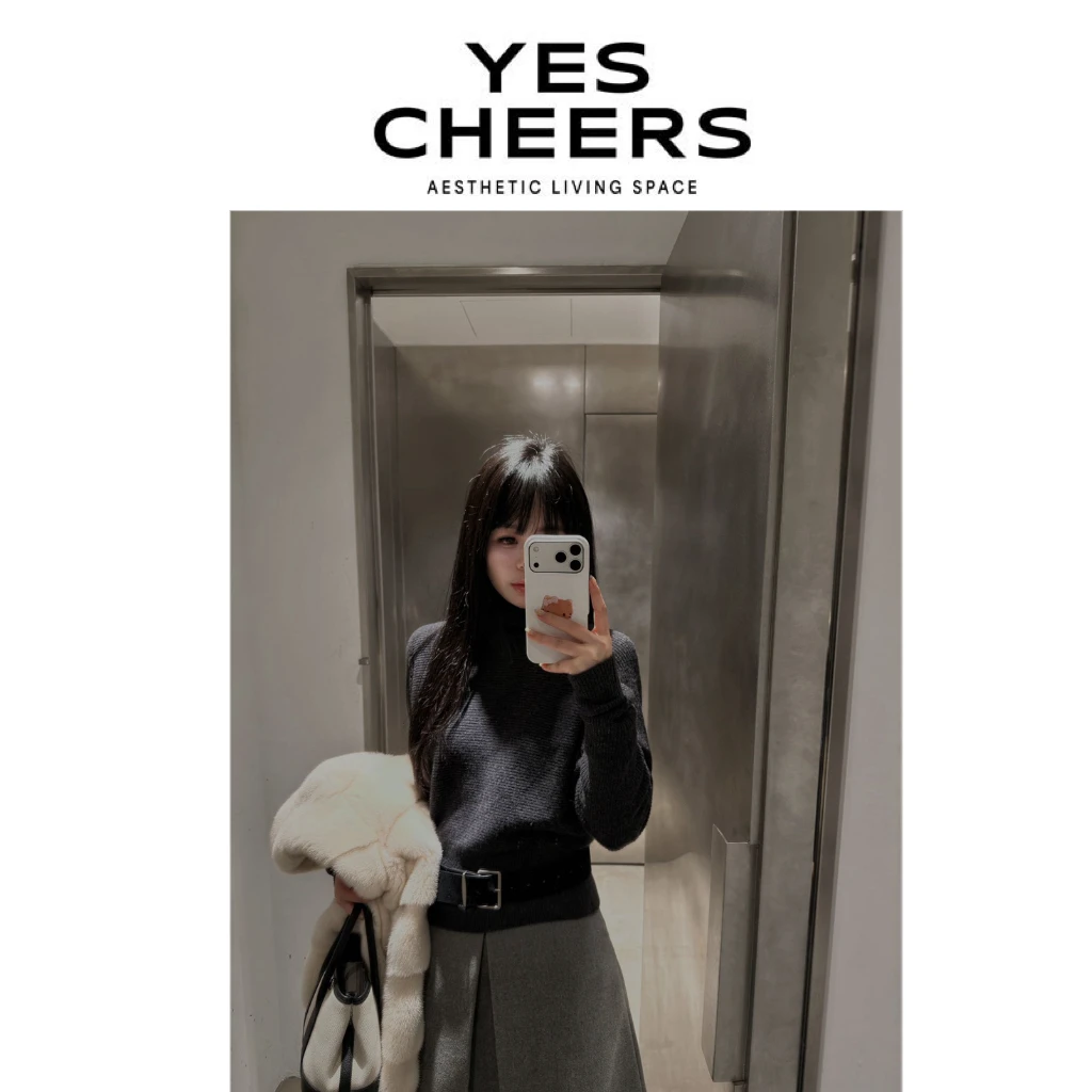 悦是YESCHEERS【腰精毛衣】高领羊毛毛衣 9219