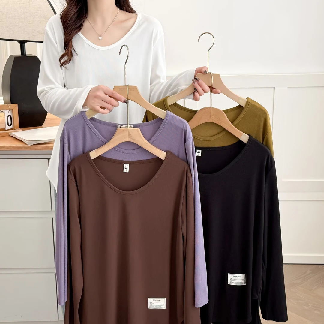 110-210斤大码女装胖mm宽松藏肉休闲长袖T恤上衣遮肚腩百搭打底衫